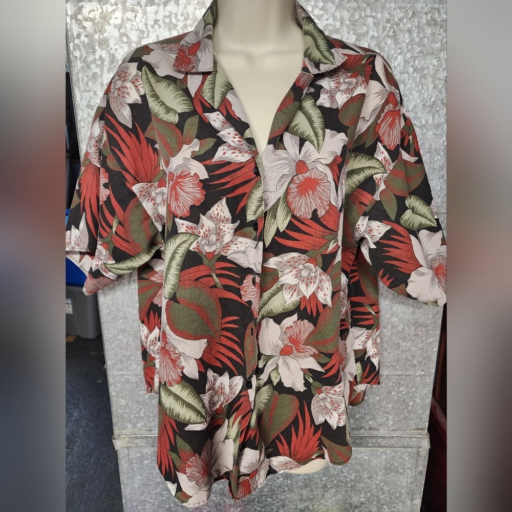 Vintage Caribou Floral Vacation Polo Womens 14